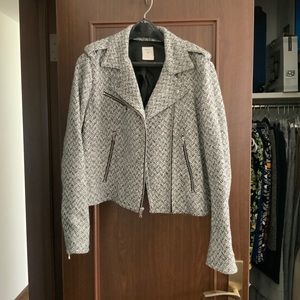 GAP moto jacket, black/white wool tweed, L